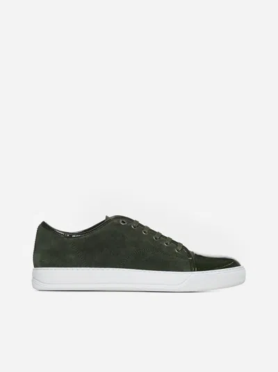 Lanvin Mens Dbb1 Contrast-sole Suede And Leather Low-top Trainers Dark G In Green
