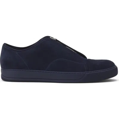 Lanvin Dbb1 Suede Zip Sneakers In Blue