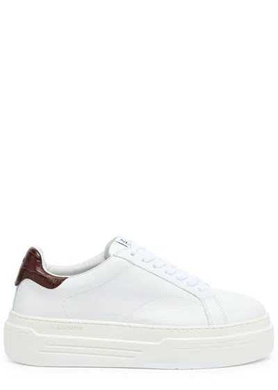 Lanvin Ddb0 Flatform Leather Sneakers In White