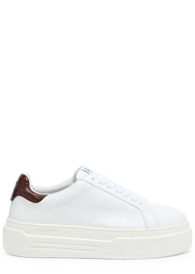 Lanvin Ddb0 Flatform Leather Trainers In Brown