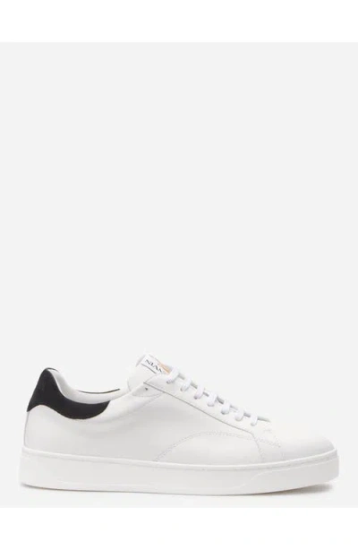 Lanvin Ddb0 Leather And Suede Sneakers In White-black