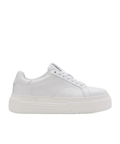Lanvin Leather Low Top Sneakers With Contrasting Heel Counter In White