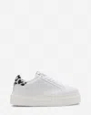Lanvin Ddb0 Leather Platform Sneakers For Women In White/black