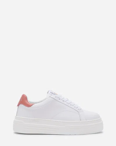 Lanvin Ddb0 Leather Platform Sneakers For Women In White/pink