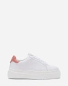 Lanvin Ddb0 Leather Platform Sneakers In White/pink