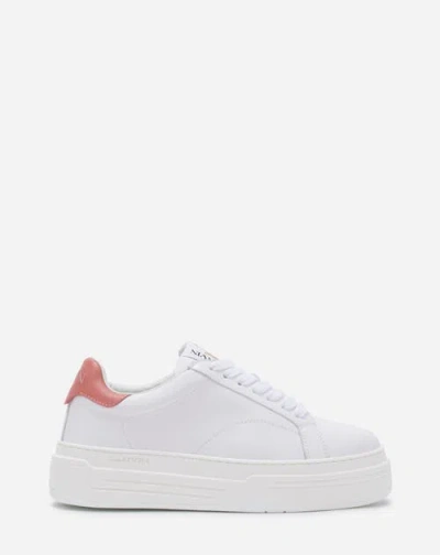 Lanvin Ddb0 Leather Platform Sneakers In White/pink