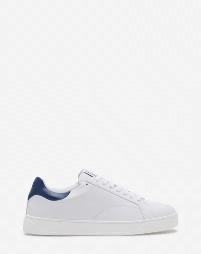 Lanvin Ddb0 Leather Sneakers For Men In White/dark Blue