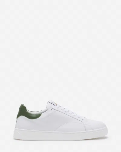 Lanvin Ddb0 Leather Sneakers For Men In White/dark Green