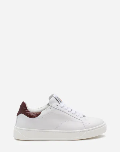 Lanvin Ddb0 Leather Sneakers For Women In White/brown