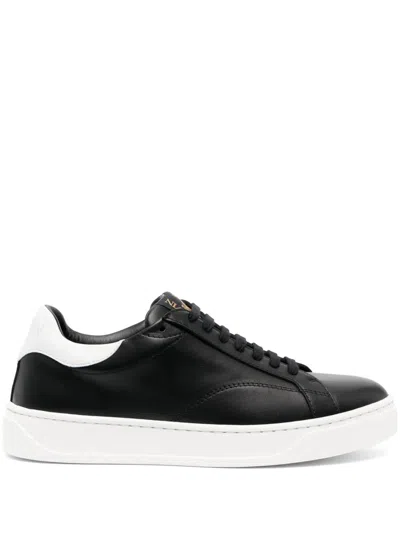 Lanvin Ddb0 Leather Sneakers For Men In Black/white