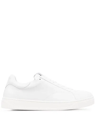 Lanvin Leather Low Top Sneakers With Contrasting Heel Counter In White