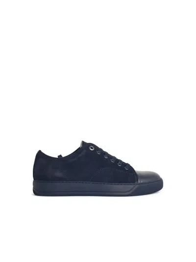 Lanvin Ddb1' Navy Black Leather Sneakers In Blue