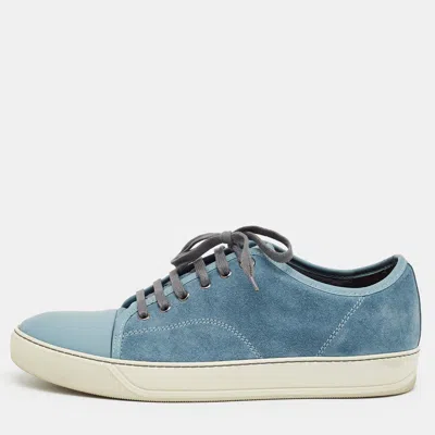 Pre-owned Lanvin Ddb1 Size 43 Blue Leather And Suede Low Top Sneakers