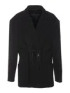 Lanvin Drawstring Waist Deconstructed Jacket In Black