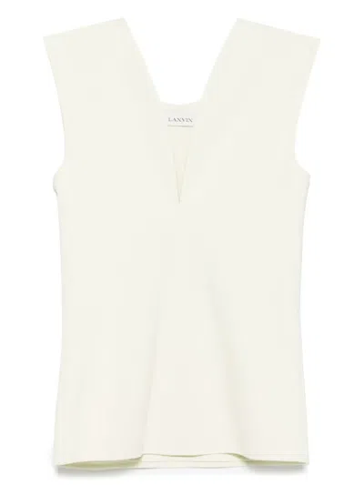 Lanvin Deep V-neck Top In Neutrals