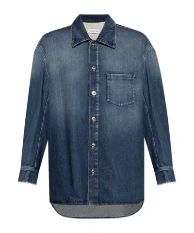 LANVIN LANVIN LOGO PATCH DENIM SHIRT