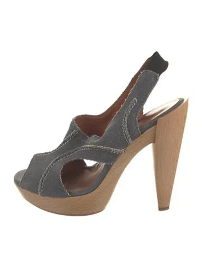 Pre-owned Lanvin Denim Slingback Pumps In Blue