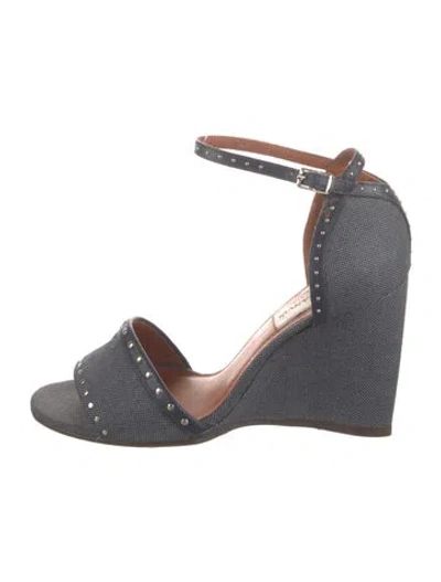 Pre-owned Lanvin Denim Studded Accents D'orsay Pumps In Blue