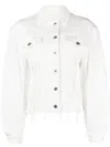 Lanvin Distressed Denim Jacket In White