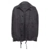 Lanvin Distressed Nylon Buttons Drawstring Anorak In Black