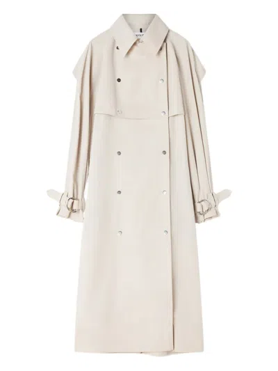 Lanvin Double-breasted Belted Coat In Gray