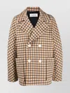 Lanvin Double-breasted Checked Pattern Kimono Coat In Pink