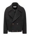 Lanvin Short Peacoat In Wool In Black