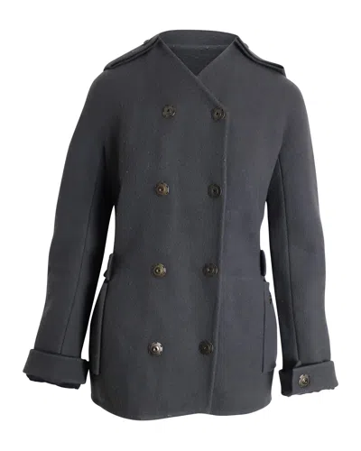 Lanvin Double-breasted Coat In Grey Wool