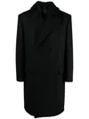 Lanvin Double-breasted Belted Wool Blend Coat In Black