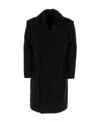 Lanvin Double-breasted Belted Wool Blend Coat In Black