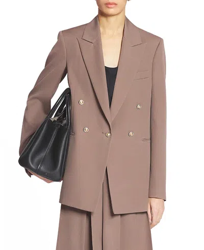 Lanvin Double-breasted Jacket In Marron Glace