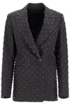 LANVIN DOUBLE-BREASTED WOOL BLAZER WITH CONTRAST PATTERN