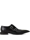 Lanvin Double-buckle Pointed Monk Shoes In Black