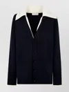 Lanvin Double Layer Cardigan With Contrast Collar In Blue