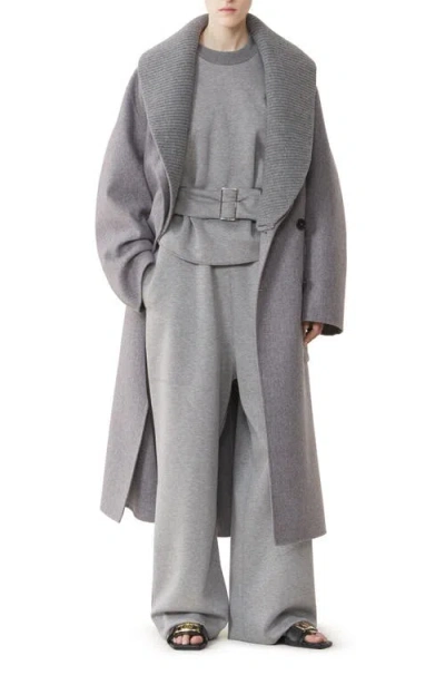 Lanvin Double-faced Coat In Wool And Cashmere In Gray