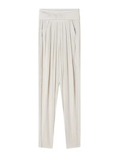 Lanvin Draped Charmeuse Pants In Beige