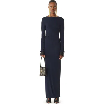 Lanvin Draped Dress In Crepe Jersey In Blue