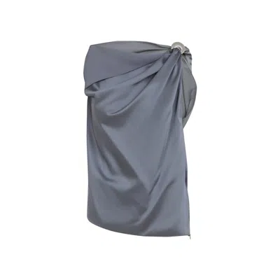 Lanvin Draped Grey Dress With Unique Twist Shoulder Detail In Gray