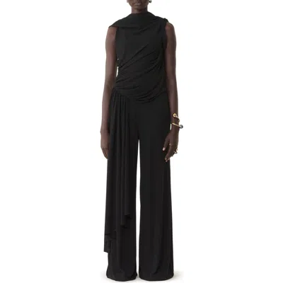 Lanvin Draped Jumpsuit In Crepe Jersey In Black
