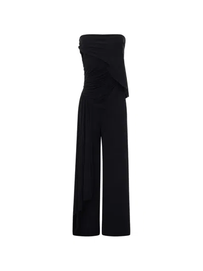 Lanvin Draped Jumpsuit In Crepe Jersey In Black