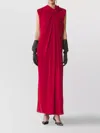 Lanvin Long Draped Dress In Red