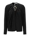 Lanvin Draped Long-sleeved Blouse In Black