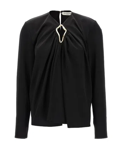 LANVIN LANVIN EYELET DETAILED DRAPED TOP