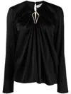 Lanvin Draped Long-sleeved Blouse In Schwarz