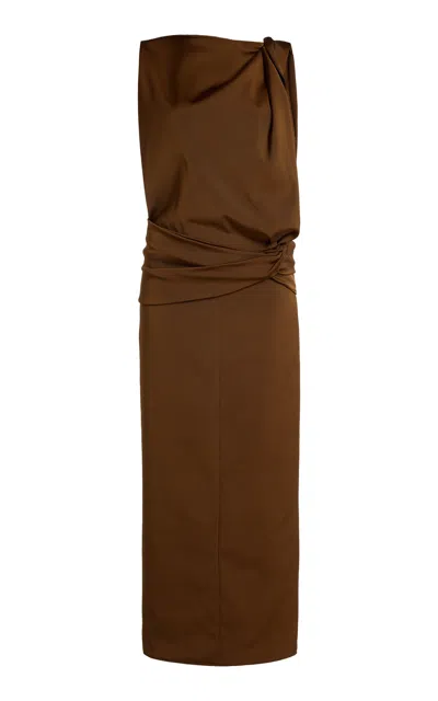 Lanvin Draped Midi Dress In Brown
