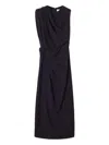 Lanvin Draped Midi Dress In Black