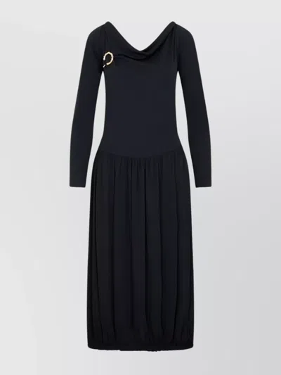 LANVIN DRAPED MIDI DRESS GOLDEN BROACH