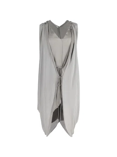 Pre-owned Lanvin Draped Midi Dress In Gray