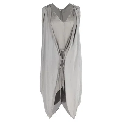 Lanvin Draped Midi Dress In Grey Linen In Gray