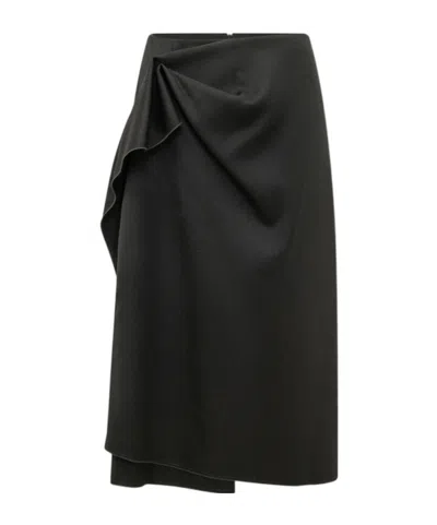 Lanvin Draped Midi Skirt In Black